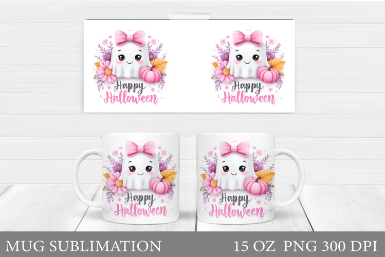 Cute Ghost Mug Design. Cute Halloween Mug Sublimation