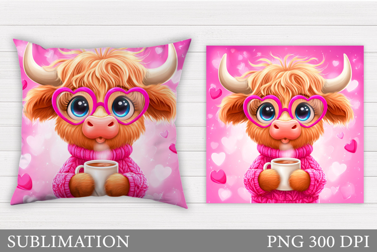 Valentines Cow Pillow. Valentines Pillow Sublimation