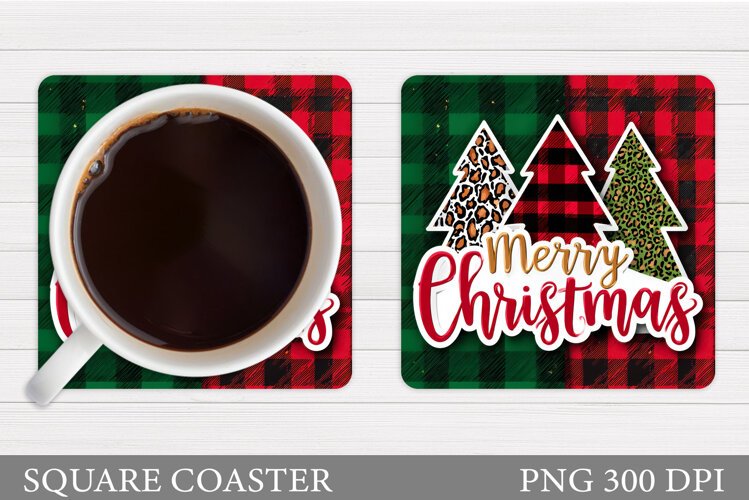 Christmas Tree Coaster Design. Christmas Coaster Sublimation example image 1