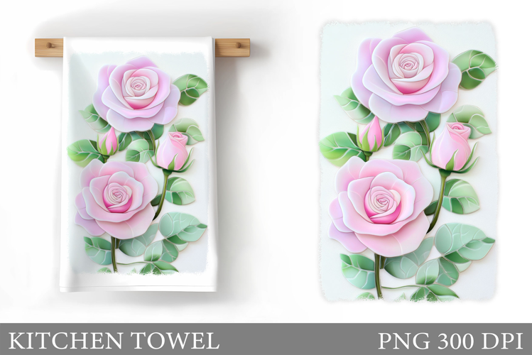 Roses Kitchen Towel. Flowers Kitchen Towel Design