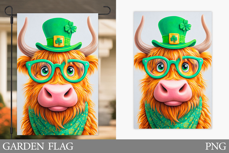 St Patrick Cow Garden Flag. St Patrick Garden Flag Design