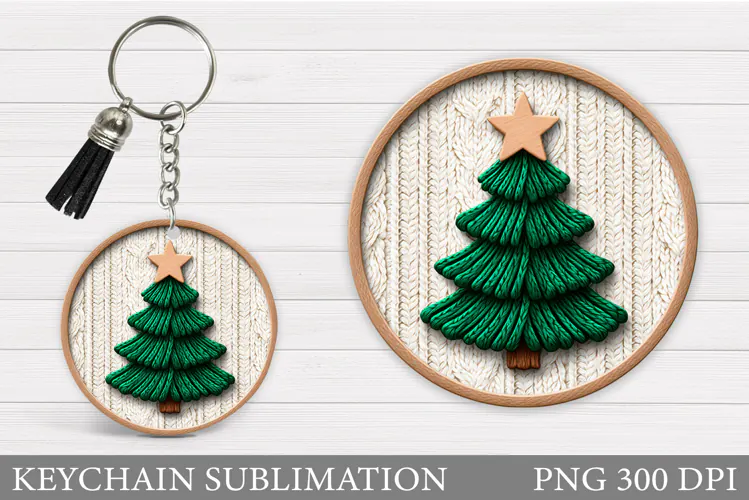 Christmas Tree Keychain. Christmas Keychain Sublimation
