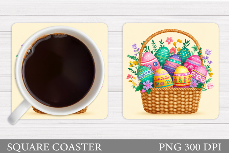 Easter Basket Coaster. Easter Eggs Coaster Sublimation