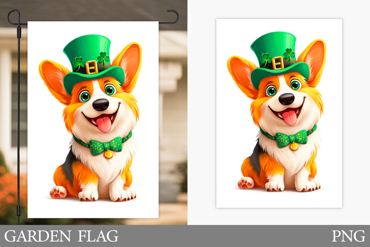 St Patrick Dog Garden Flag. St Patrick Garden Flag Design