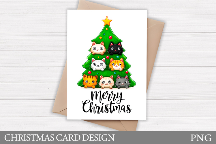 Christmas Card Design. Christmas Cat Card Printable