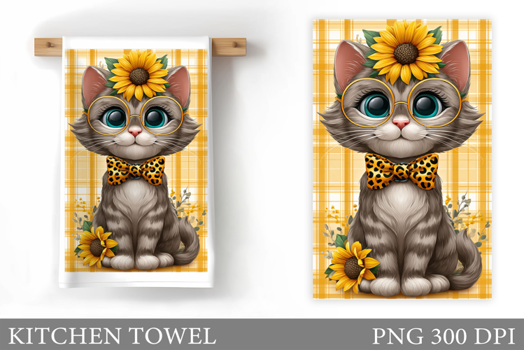 Cute Cat Kitchen Towel Design. Cute Cat Sublimation