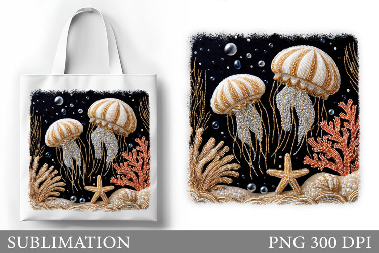 Jellyfish Sublimation. Jellyfish Tote Bag Sublimation example image 1