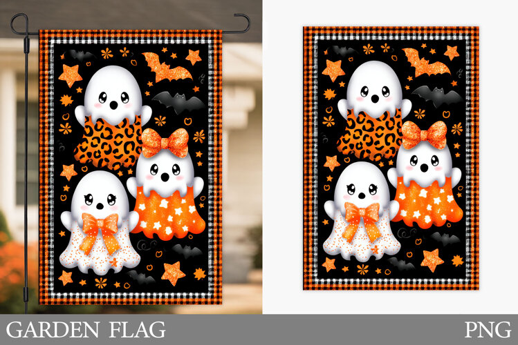 Ghost Garden Flag Sublimation. Halloween Garden Flag Design example image 1