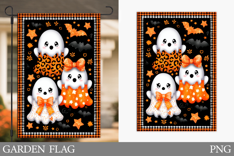 Ghost Garden Flag Sublimation. Halloween Garden Flag Design