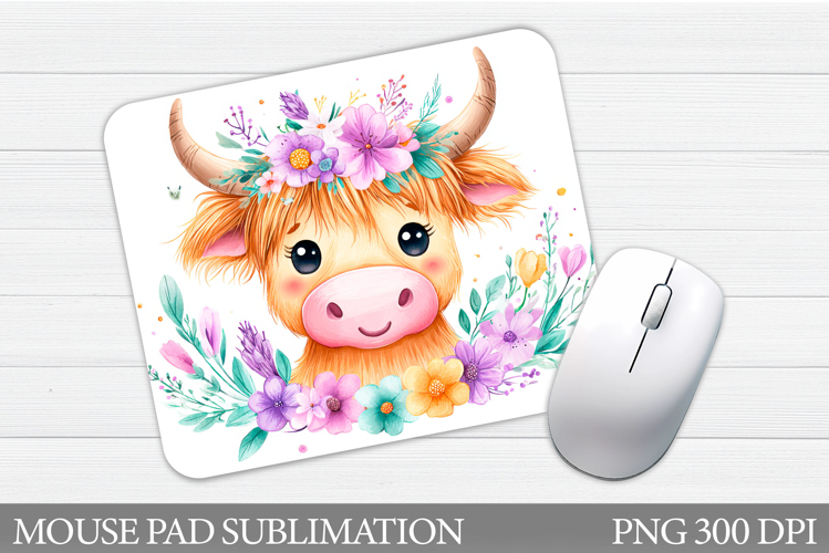 Cow Flowers Mouse Pad Design. Cow Mouse Pad Sublimation