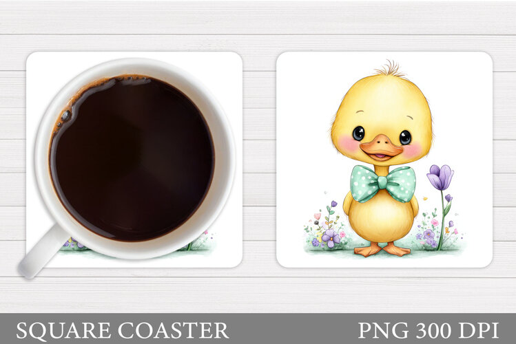 Spring Duck Coaster Design. Spring Coaster Sublimation example image 1