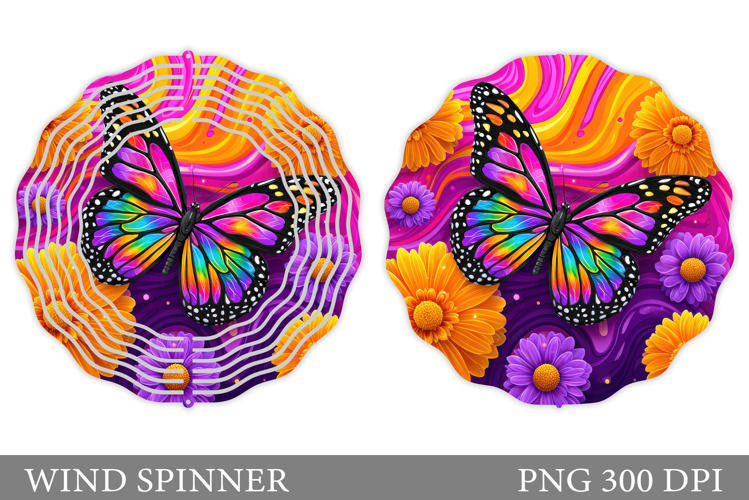 Butterfly Wind Spinner. Butterfly Flowers Wind Spinner