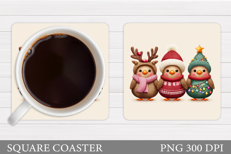 Christmas Bird Coaster Design. Christmas Coaster Sublimation