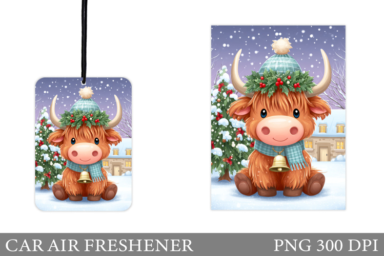Highland Cow Car Air Freshener. Christmas Car Air Freshener