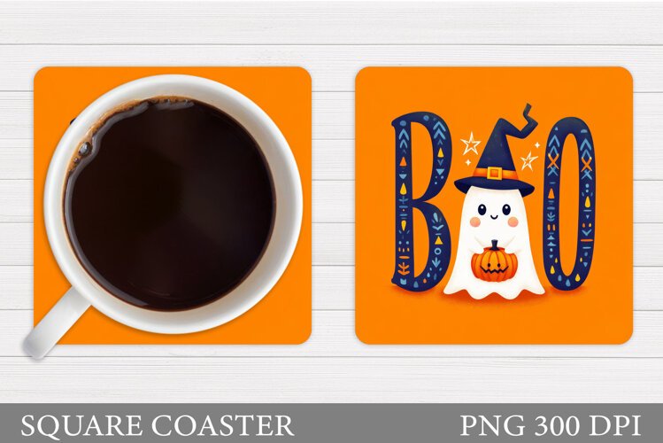 Boo Coaster Design. Halloween Sublimation example image 1