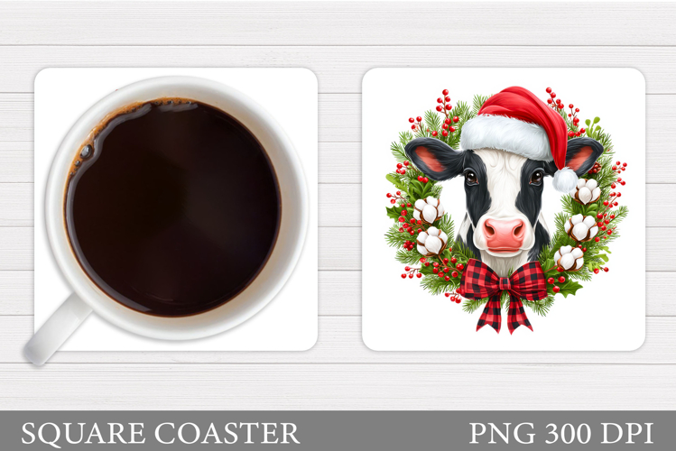 Christmas Cow Coaster. Christmas Cow Coaster Sublimation