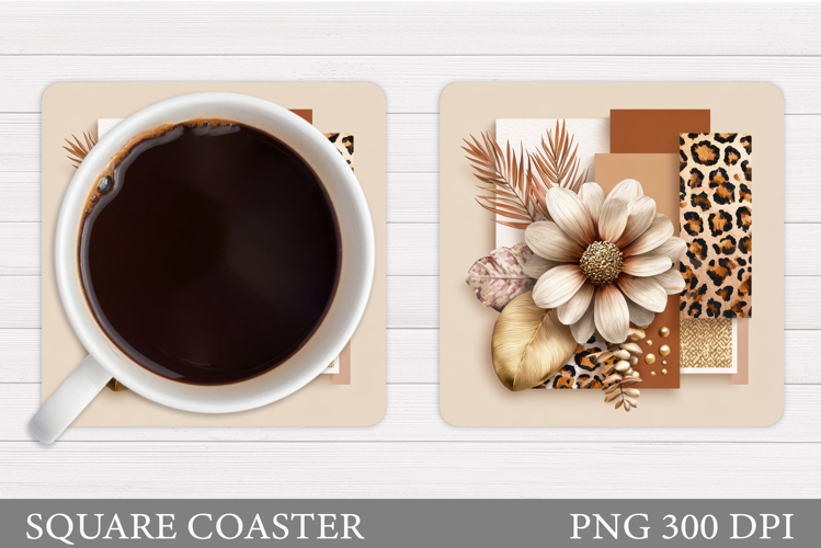 Floral Coaster Design. Flowers Coaster Sublimation