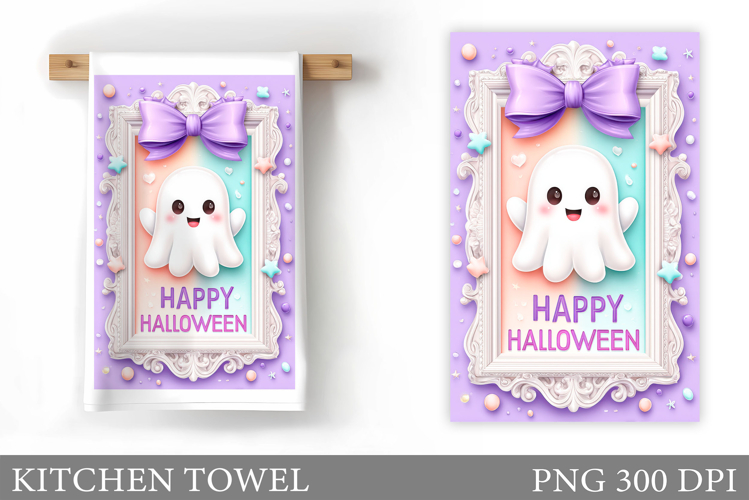 Halloween Pumpkin Towel Design. Ghost Kitchen Towel