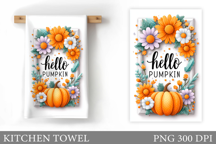 Pumpkin Kitchen Towel Design. Fall Kitchen Towel Sublimation