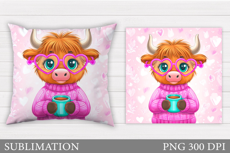 Valentines Cow Pillow. Valentines Pillow Sublimation