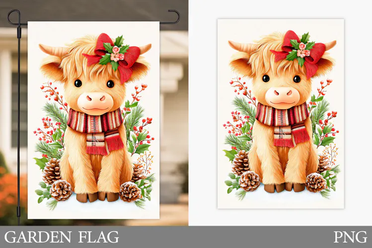 Christmas Cow Garden Flag. Christmas Garden Flag Design