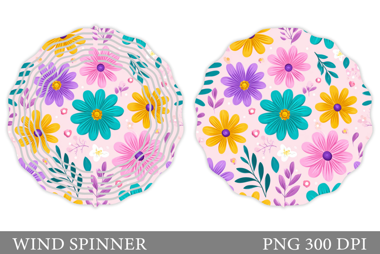 Floral Wind Spinner Sublimation. Flowers Wind Spinner Design