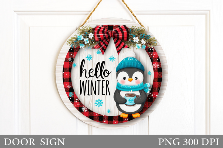 Christmas Penguin Door Sign. Christmas Door Sign Design