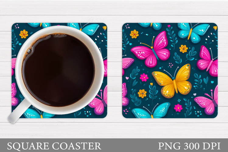 Butterflies Coaster Design. Butterflies Sublimation