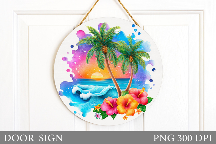 Palm Tree Door Sign Design. Sea Door Sign Sublimation