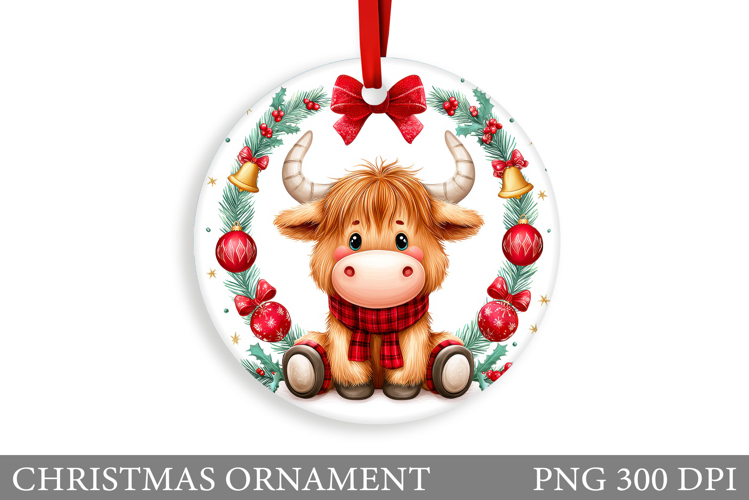 Cute Cow Christmas Ornament. Christmas Ornament Sublimation