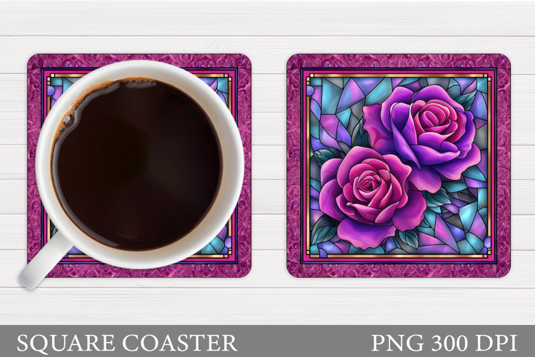 Roses Coaster Sublimation. Flowers Coaster Design