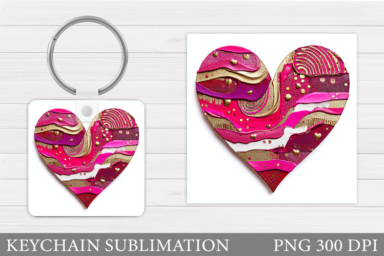 Heart Keychain Design. Valentine Keychain Sublimation