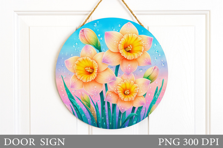 Daffodils Door Sign Sublimation. Flowers Door Sign Design