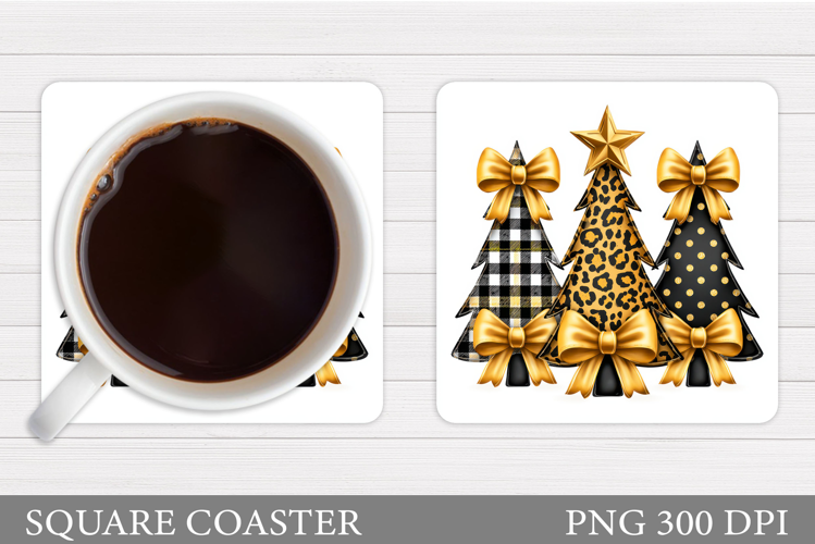 Christmas Tree Coaster Design. Merry Christmas Coaster