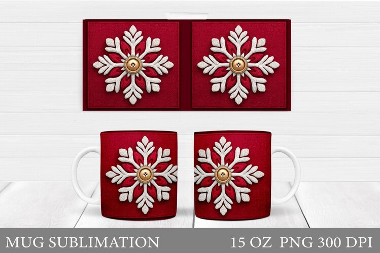 Snowflakes Mug Wrap Design. Winter Mug Wrap Sublimation example image 1
