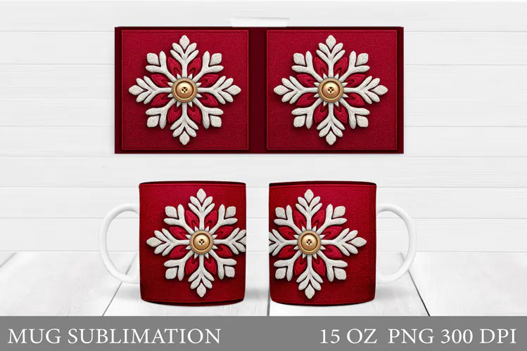 Snowflakes Mug Wrap Design. Winter Mug Wrap Sublimation
