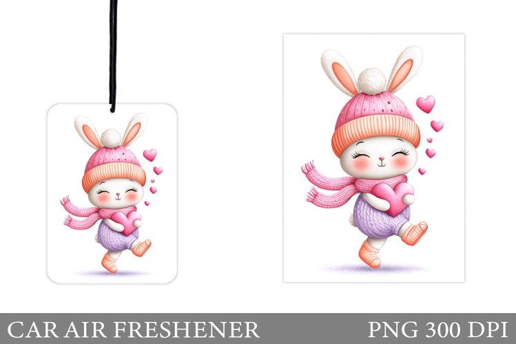 Cute Bunny Car Air Freshener. Valentines Car Air Freshener