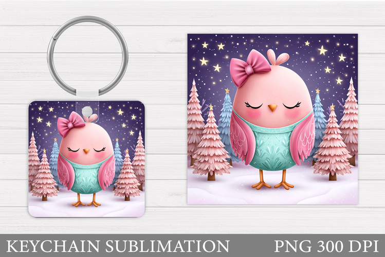 Christmas Bird Keychain. Christmas Keychain Design