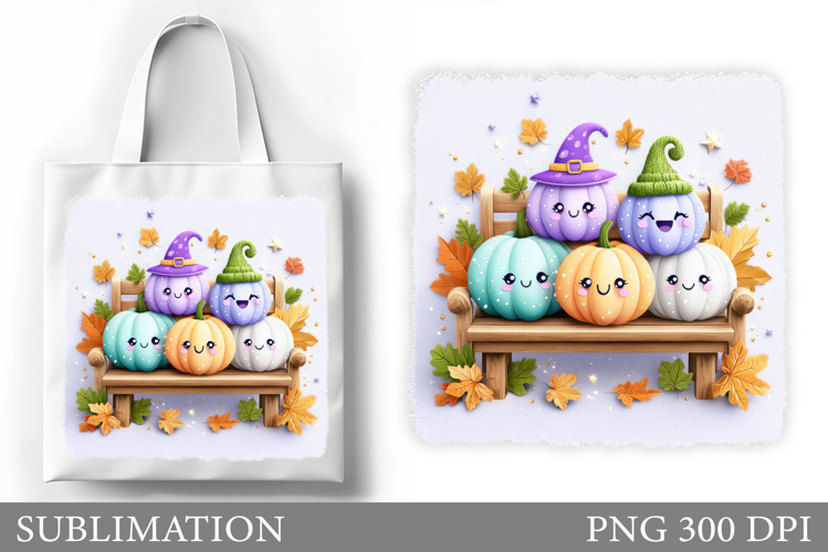 Halloween Pumpkin Sublimation. Cute Pumpkin Tote Bag Design