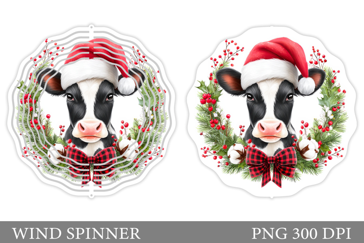 Christmas Cow Wind Spinner. Christmas Wind Spinner Design