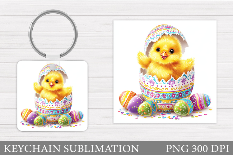Easter Chick Keychain Sublimation. Easter Keychain Design