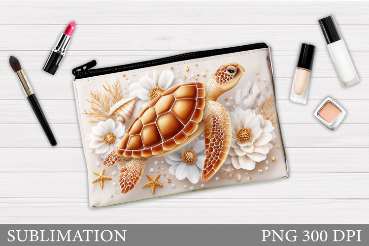 Turtle Cosmetics Bag Design. Sea Turtle Makeup Pouch