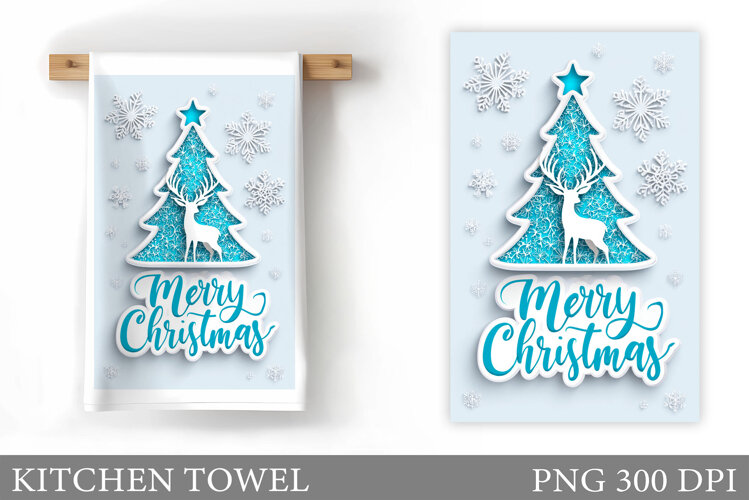 Christmas Tree Kitchen Towel. Christmas Deer Kitchen Towel example image 1