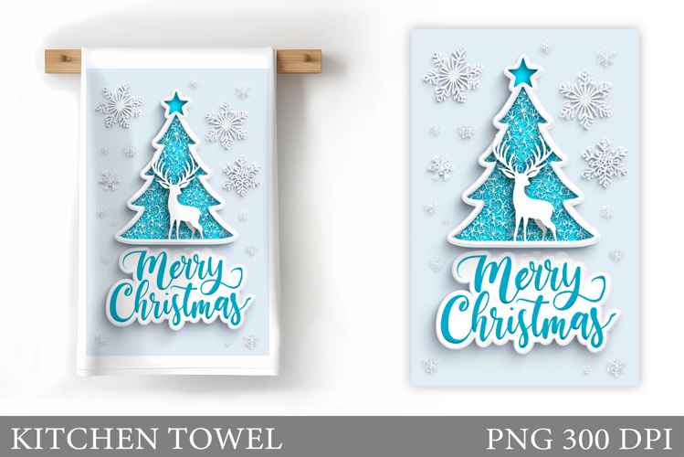 Christmas Tree Kitchen Towel. Christmas Deer Kitchen Towel