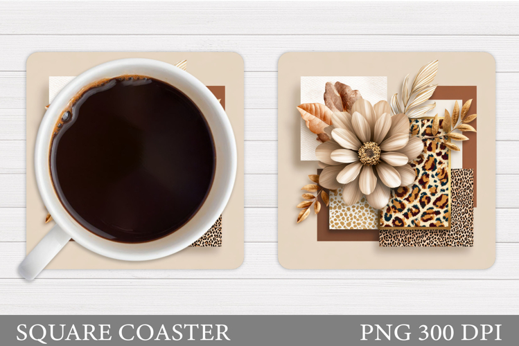 Flowers Coaster Sublimation. Floral Coaster Design