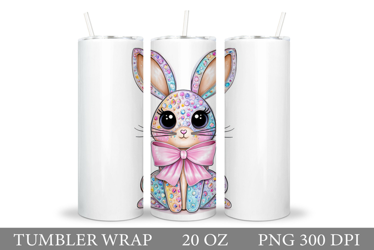 Cute Bunny Tumbler Design. Bunny Flowers Tumbler Sublimation