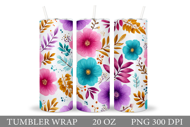 Flowers Tumbler Sublimation. Floral Tumbler Design