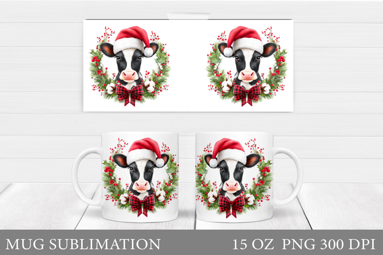 Christmas Cow Mug Design. Christmas Mug Sublimation