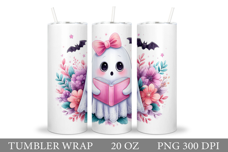Cute Ghost Tumbler Sublimation. Halloween Tumbler Design