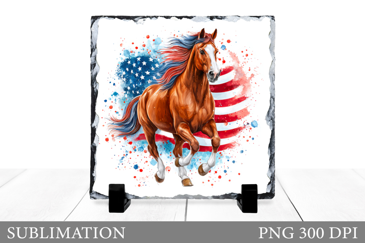 Patriotic Horse Sublimation. Patriotic Horse Slate Design